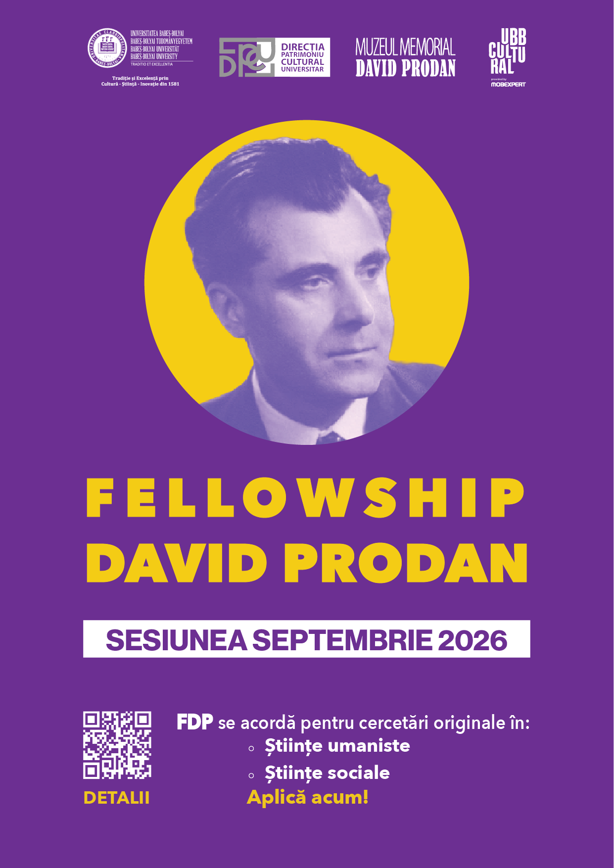 Fellowship David Prodan – Sesiunea septembrie 2026/ The David Prodan Fellowship – September 2026 Session
